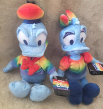 Rainbow DISNEY Pride collection Donald and Daisy Duck Plush-NEW, small 8"