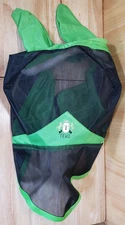 TEKE Horse Fly Mask with Ears Green Black Mesh Shield Adjustable