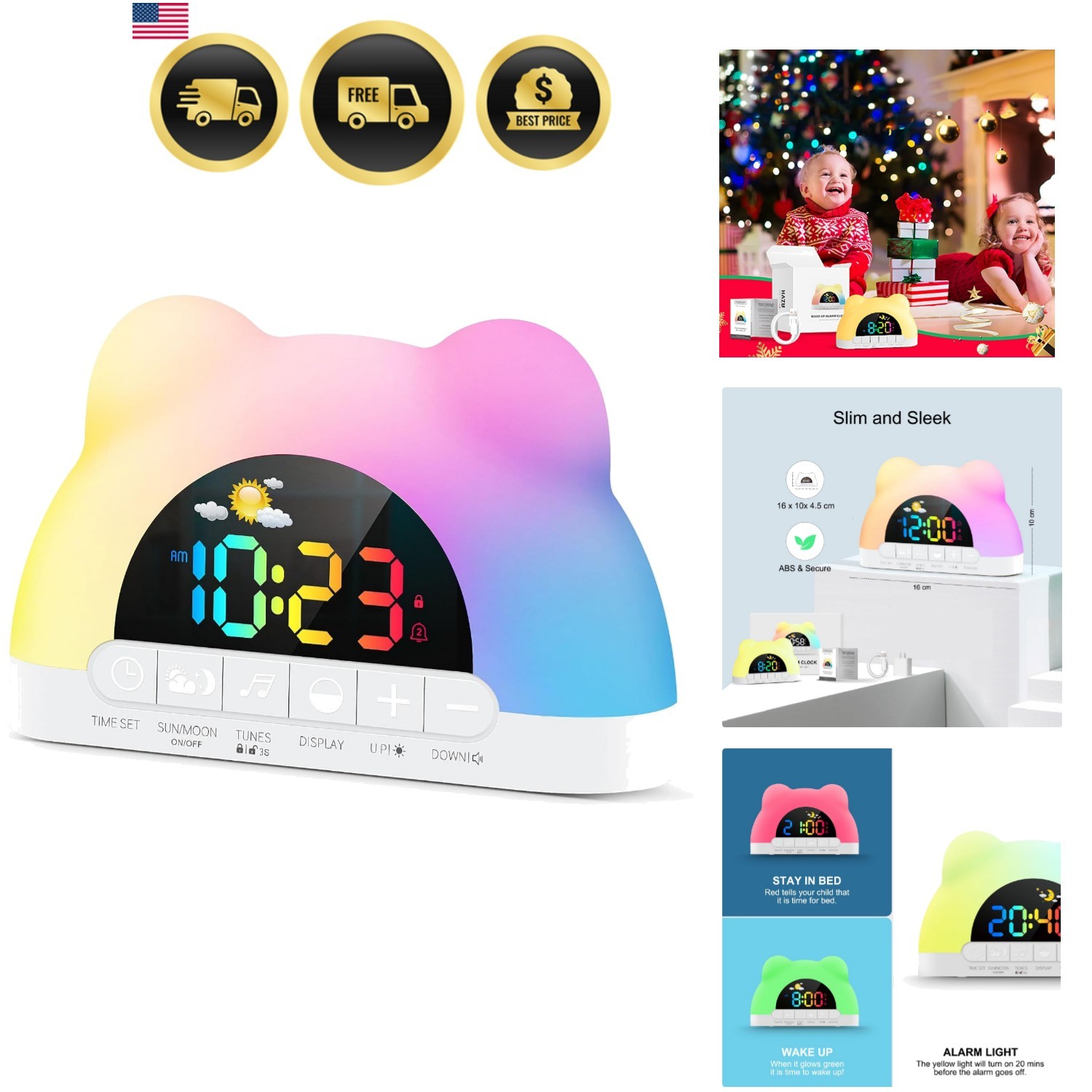 Alarm Clock for Kids, Ok to Wake Clock with Green Light Red Light, Children's detail