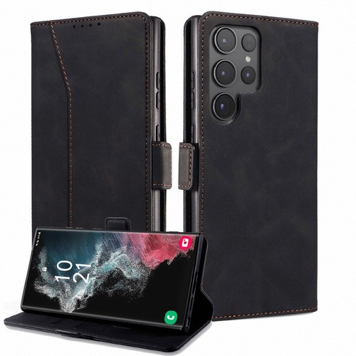 For Samsung Galaxy S22 Ultra Leather Case Wallet Card Cover + Screen Protector - $10.99