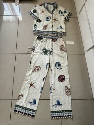 Calypso St. Barth Set Pants Blouse Farm  S Anthropologie Rio Linen Alemais Style