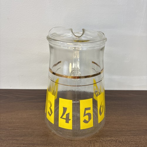 Vintage MCM Glass Numbered Pitcher with Gold Accent - Picture 3 of 13