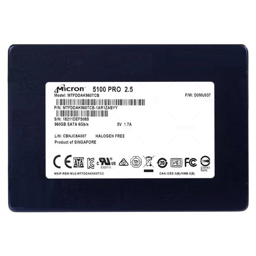 Micron 5100 PRO 960GB 2.5'' SATA MTFDDAK960TCB Solid State Drive Good Condition