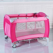 Foldable Baby Crib Playpen Travel Infant Bassinet Bed Mosquito Net w/ Bag