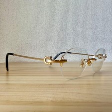 Cartier Rimless Vintage Sunglasses 18K Gold Plated Non-Prescription Lens w/Case