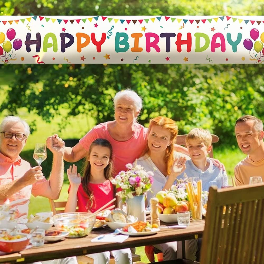 как выглядит Large Happy Birthday Banner 118x19.7 Inch Colorful Yard Sign Indoor Outdoor фото