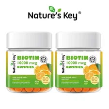 Nature’s Key Biotin Gummies 2 Pack–Hair Growth, Skin & Nails Vitamins C & E-60ct