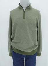 UNTUCKit Sweater Mens Medium Green Extra Fine Merino Wool Quarter Zip Preppy