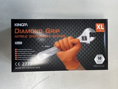50x Einweghandschuhe Nitril Diamond Grip extra stark latexfrei orange M-XL