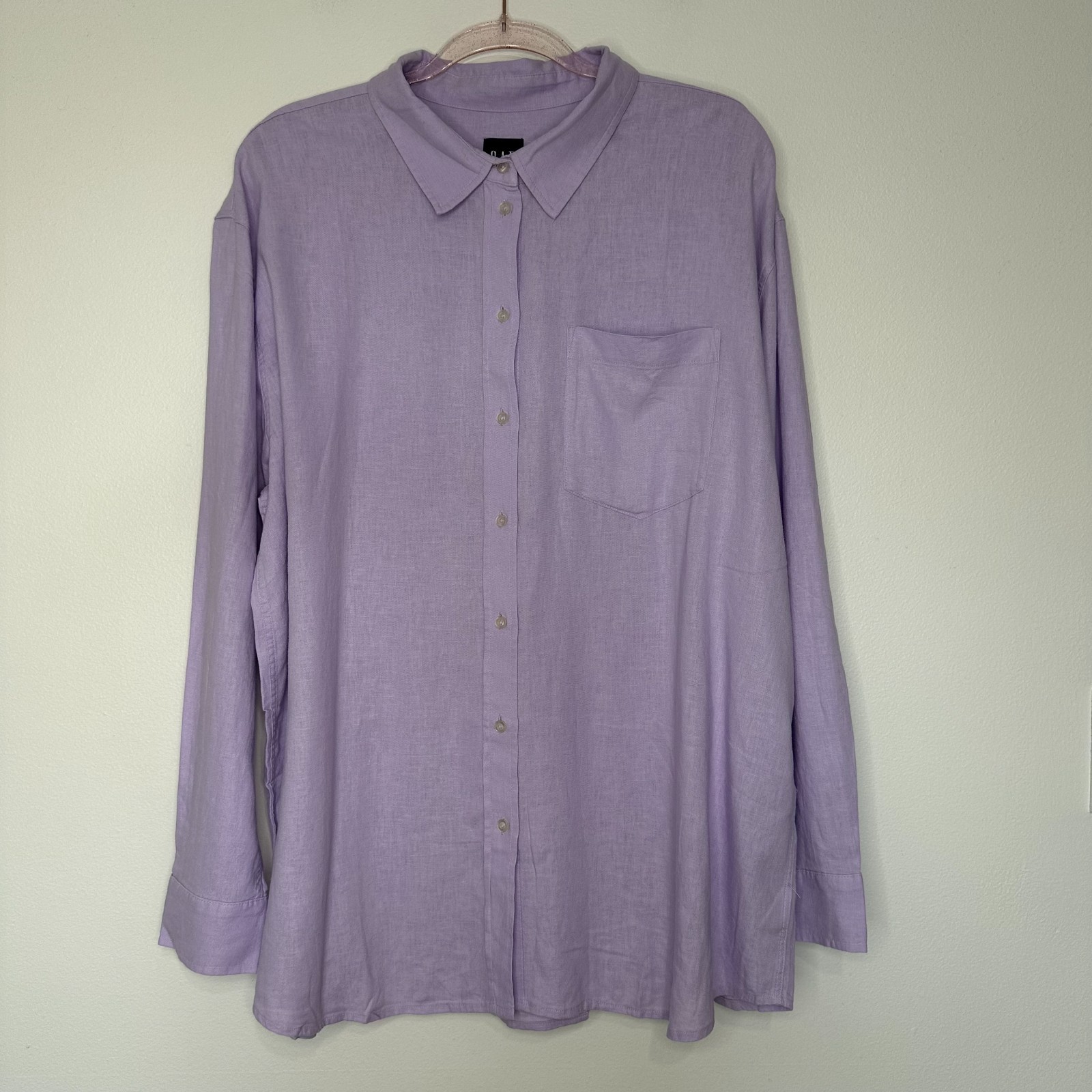 NWT Gap Long Sleeve Shirt Womens Size 2XL Lavender Purple Linen Blend Classic