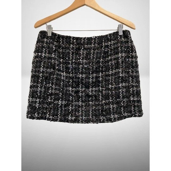 NEW Giani Bini Roux Tweed Mini Skirt A Line Sequins Size 12 - Image 3 of 4