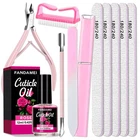 FANDAMEI Manicure Kit For Women, Nail Care With Glass File, Pink 
