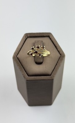 Garnet 9ct Gold Ring Vintage And Hallmarked , Yellow Gold