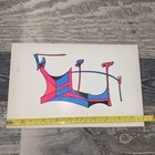 Vintage 1970 Abstract Psychedelic Geometric Painting Neon Pop Art Space Age . — photo 4