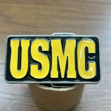 US Marine Corps Pewter Enamel Belt Buckle USMC Black And Yellow Siskiyou