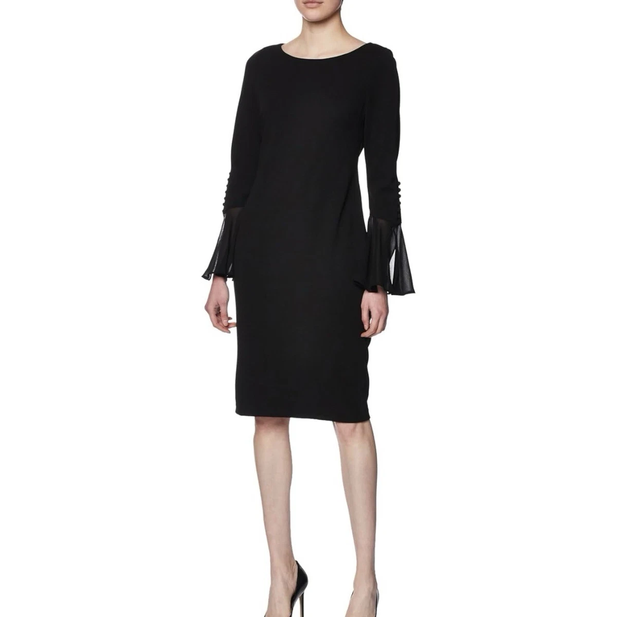calvin klein black dress 3 4 sleeve Off Shoulder Mermaid Black Long Prom Dresses with High Slit, Mermaid B   abcprom
