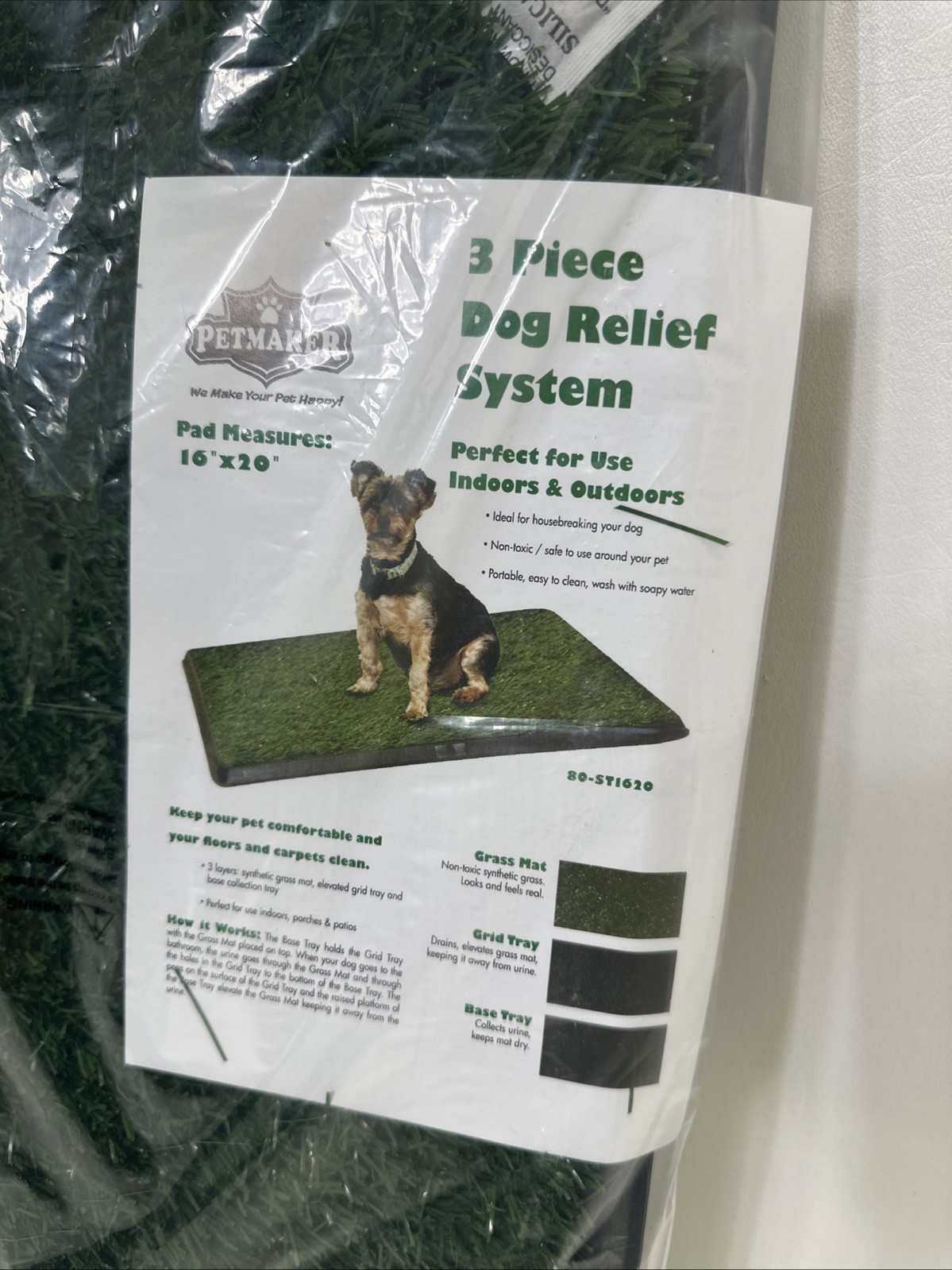 Petmaker 3 Piece Dog Relief System Small 16" x 20" x 1.25" - NEW Fake Grass