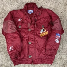 VTG Washington Redskins Commanders Pro Line NFL Logo Athletic Puffer Jacket Hood