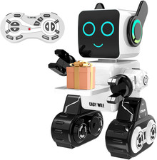 Rechargeable RC Robot Toy for Kids - Interactive Intelligent LED Light, Speaks,