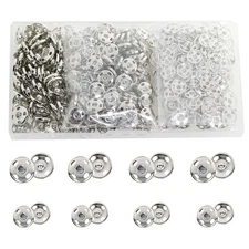 200 Sets Sew-on Snap Buttons with Storage Box, 12mm and 10mm Metal Snaps Fast...
