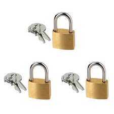 20mm Mini Brass Padlock Set (3 Pack)– small Luggage Locks with Keys for Suitcase