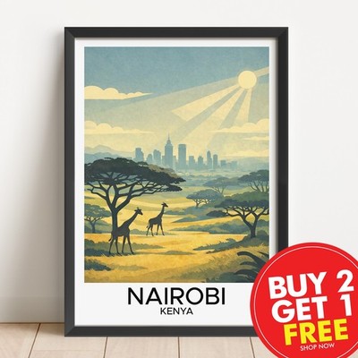 Nairobi Kenia Reisedruck, Reiseposter, Retro Poster, Retro Wandbild, Geschenk,