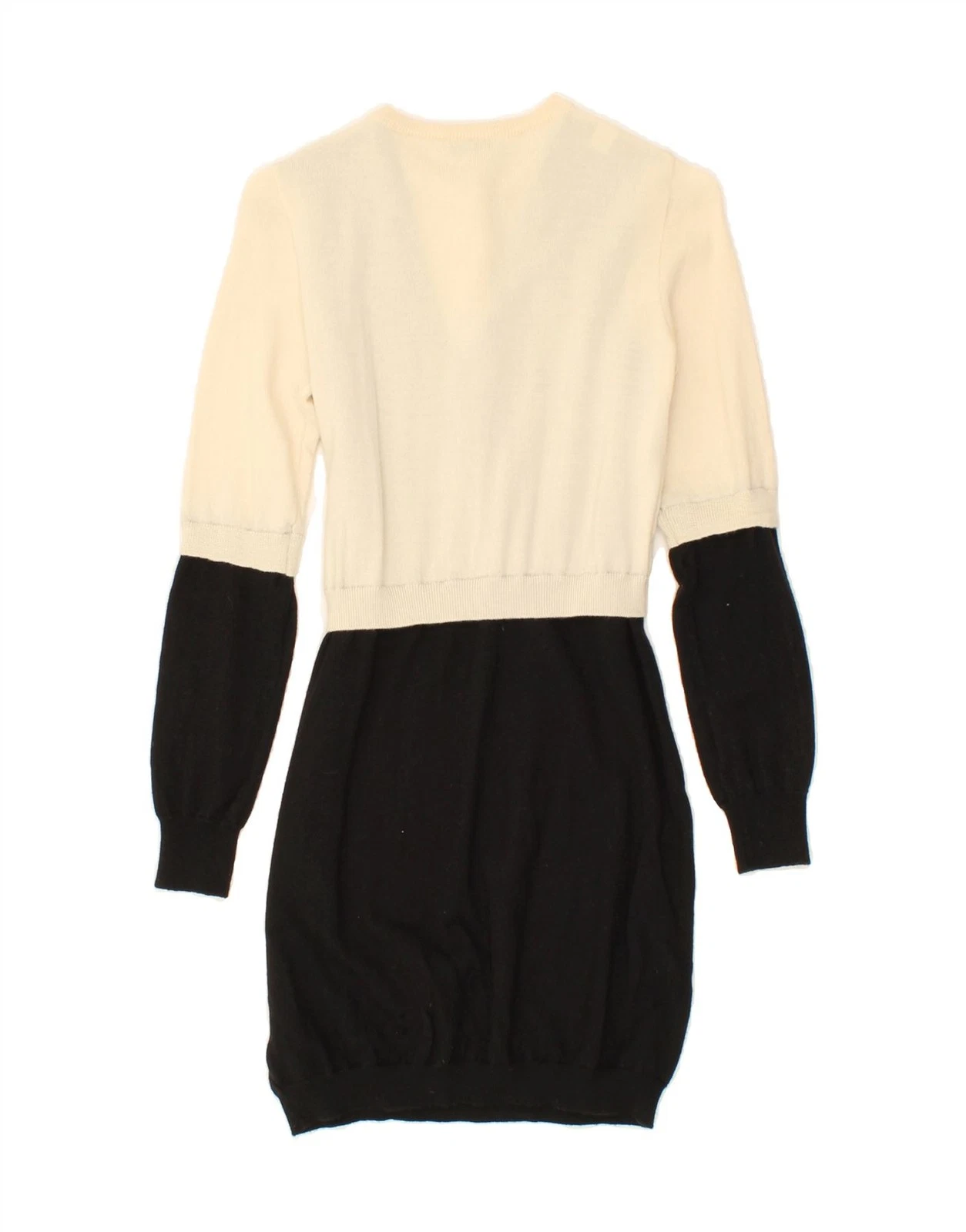 MOSCHINO Vestito donna maglione manica lunga UK 10 piccolo beige colorblock BL15