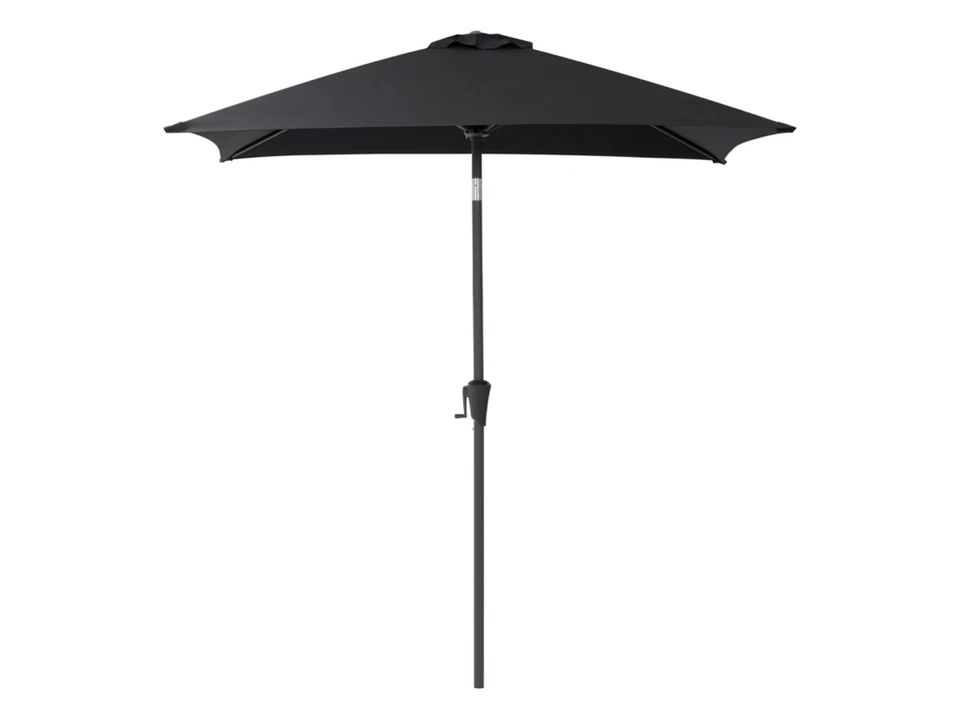 Paraguas cuadrado de patio exterior de 9 pies manivela de poste de aluminio y función de inclinación NEGRO Foto 3 de 4