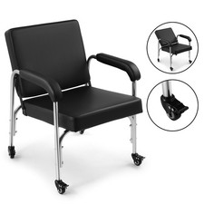 Silla de champú reclinable enrollable silla de peluquero de salón con ruedas