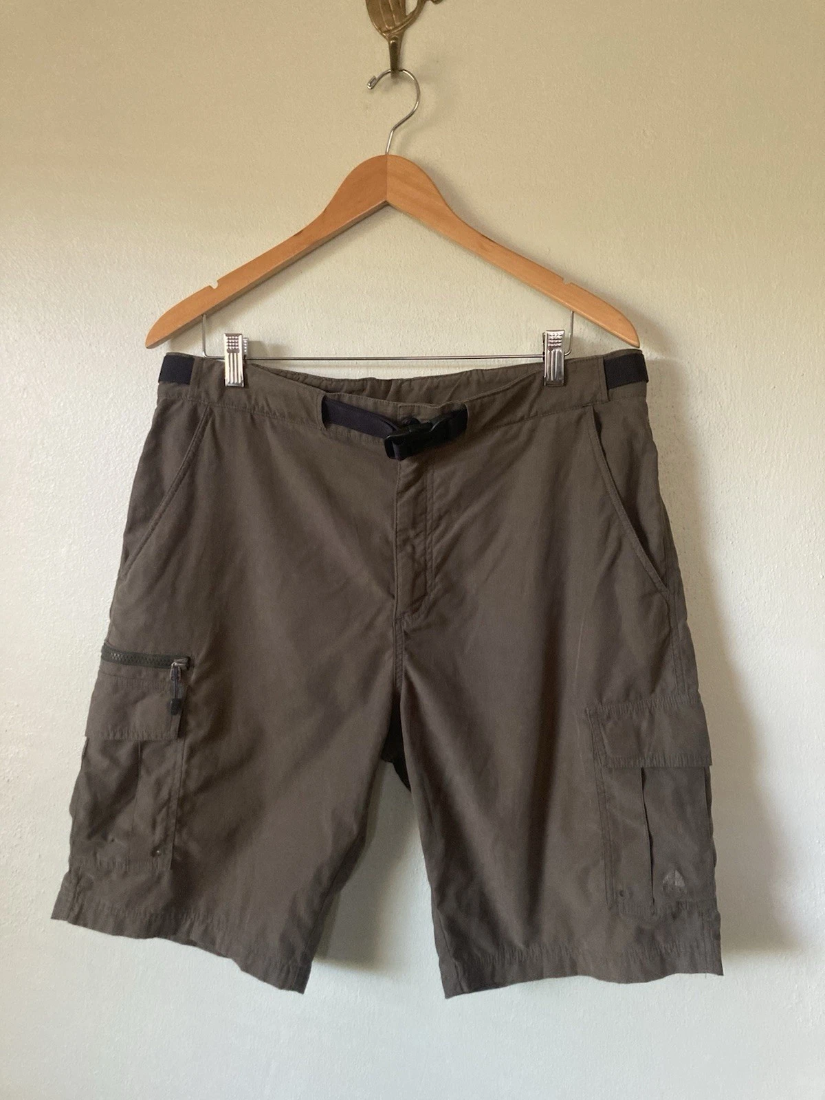 Nike ACG Cargo Shorts Olive Green Size 36 y2k baggy hiking Belted vtg