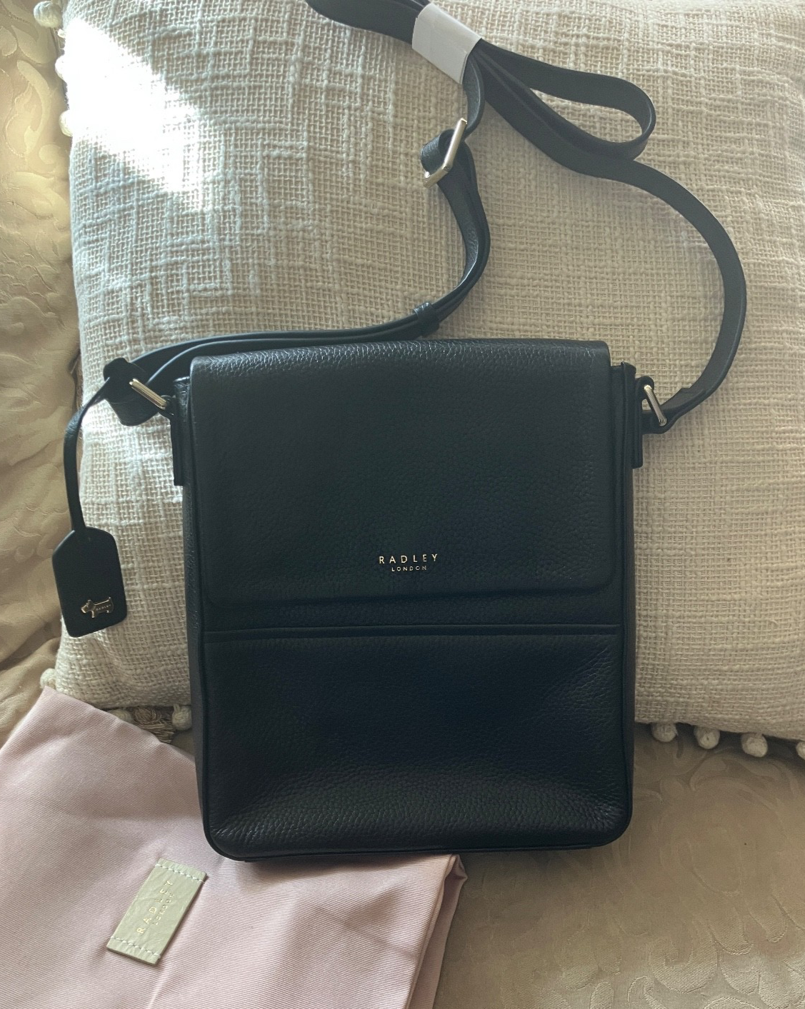 💕RADLEY LONDON Whitby Row Leather Flapover Crossbody Bag Black NWOT