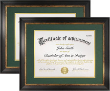 8.5X11 Diploma Frame with Green over Gold Acid-Free Mat or Display 11X14 Documen