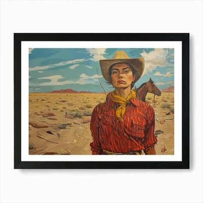 Cowgirl 2 Fy H Kunstdruck gerahmt Wandgerahmt Wandbild Poster Leinwanddruck Bild