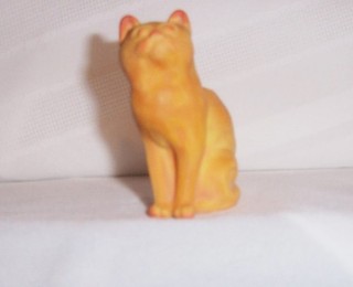 Vintage Mosser Orange Satin Sitting Cat #101 Glass Figurine Cambridge OH glow !