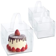 6x6x6Inch Transparent Bakery Boxes with Handles20Pcs 5inch 6inch Clear Cake B...