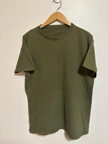 Vintage 1960s Blank Faded Green Vietnam Military Issue T Shirt Size Large USA