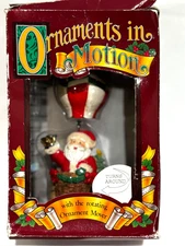 Ornaments in Motion Santa hot air balloon  Animated Enchanted Workshop 1995 New