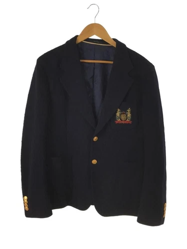 GUCCI giacca sartoriale con toppa jersey di cotone 52 lana blu navy bottone oro