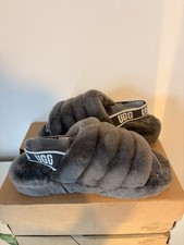 Authentic UGG Fluff yeah Grey Sliders Women’s Size 7 New And Boxed RRP £100