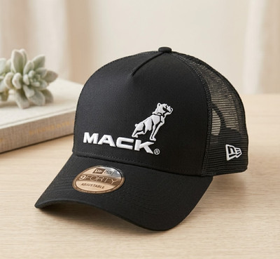 Mack Embroidered Logo Trucker Hat Black Mesh Adjustable Cap