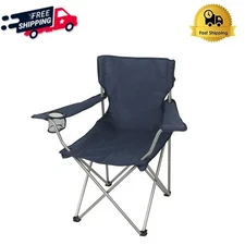 Quad Folding Camp Chair w/Cup Holder Portable Outdoor Arm Chair for Beach Picnic