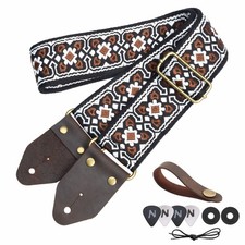 Nefelibata Guitar Strap,Jacquard Embroidery Cotton Guitar Straps with Crazy H...