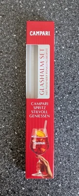 CAMPARI Glashalm Strohhalm aus Glas 2 Stück inkl. Putzbürste OVP NEU - Bild 1 von 3