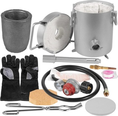 12.8KG Propane Melting Furnace Kit Gas Metal Forge Stainless Steel 2700°F/1482°C