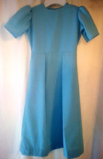 Amish Girls Short Sleeve Dress Light Blue 35" Length Modest