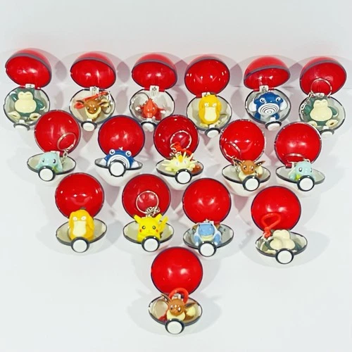 Pokemon Pokeball Keychain Lot Of 16 Vintage Toys 1999 Nintendo