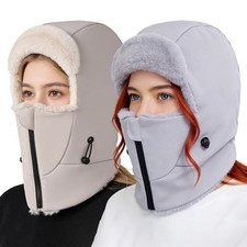 Winter Warm Knitted Hooded Scarf Hat Windproof Ear Protection Neck Warmer