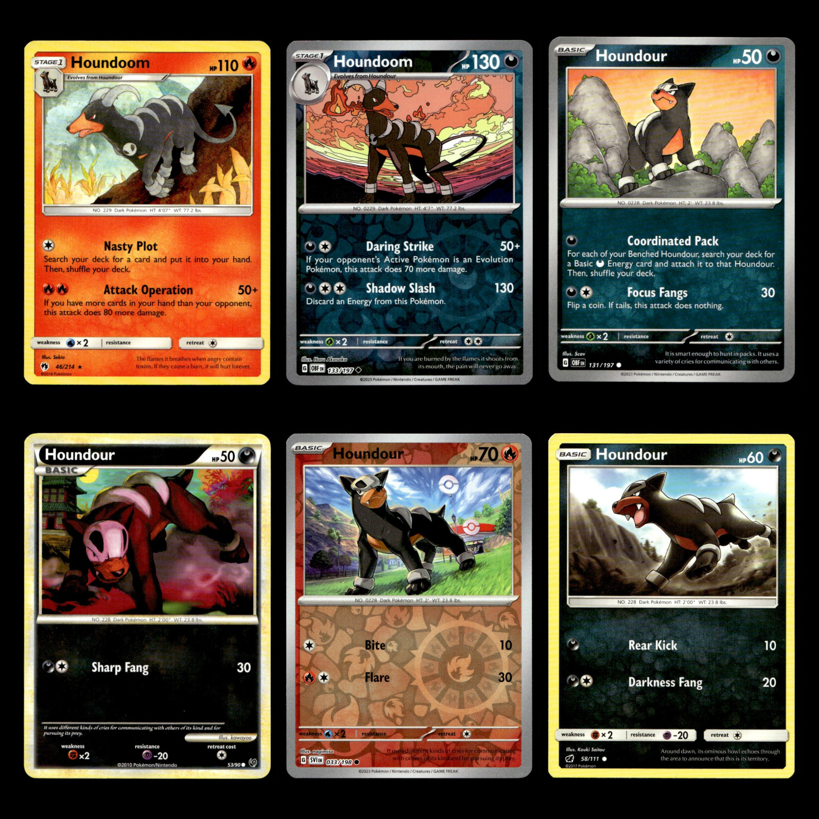 6x Houndoom Houndour Lot 46 Sun Moon Lost Thunder Pokemon Cards 