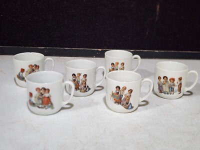 SET OF 6- Vintage Germany Ceramic Children's Teacup with Children Scenes