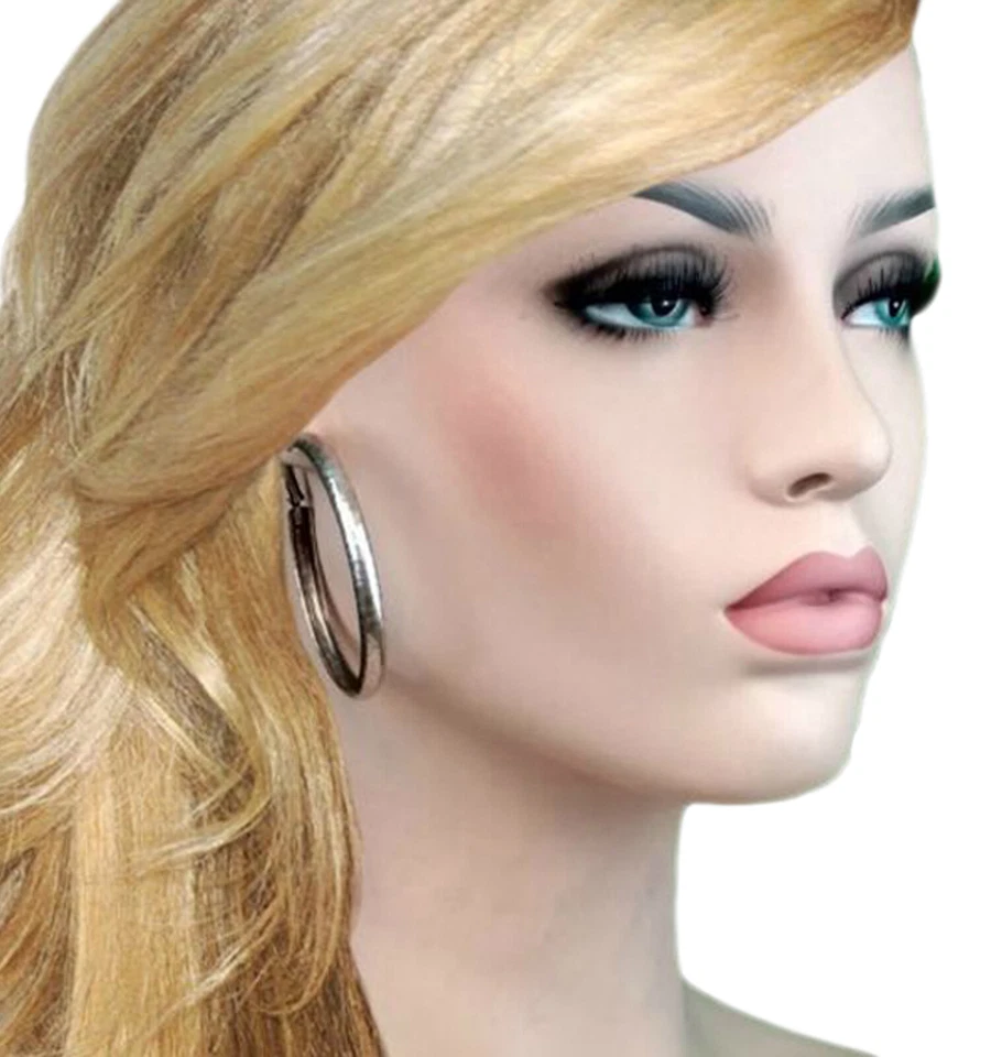 Pendientes de aro grandes martillados Ky & Co 2 3/8" hechos en EE. UU. - tono buey plateado Foto 2 de 4